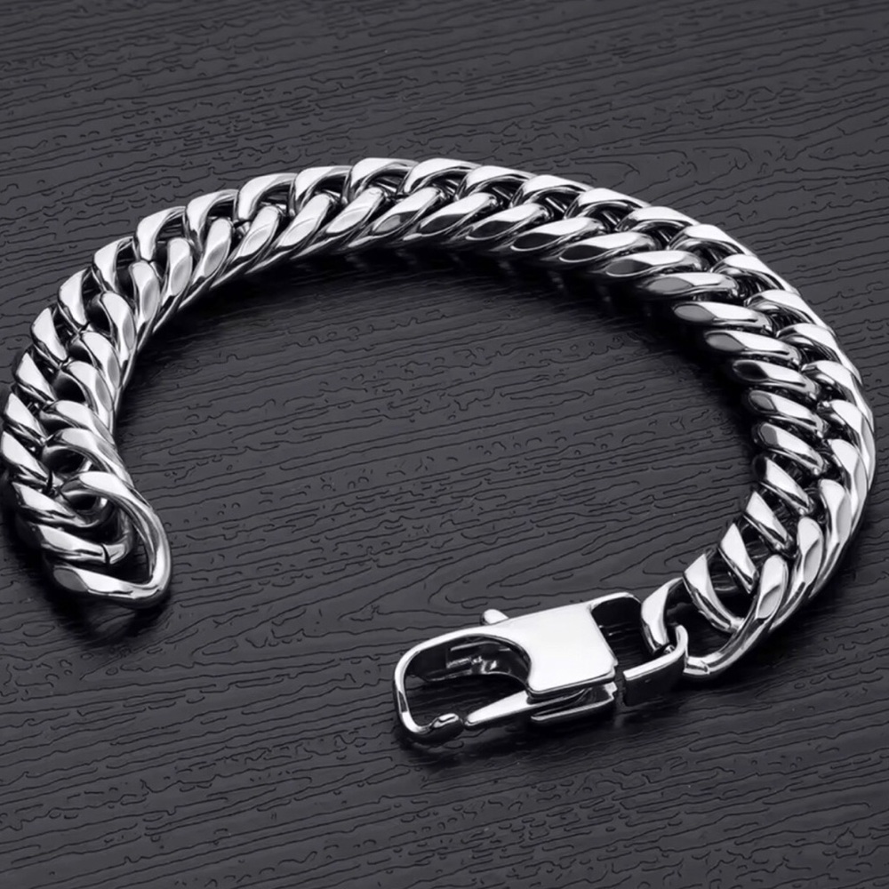 Men's Sterling Silver Chain Bracelet - Polished Cuban Link